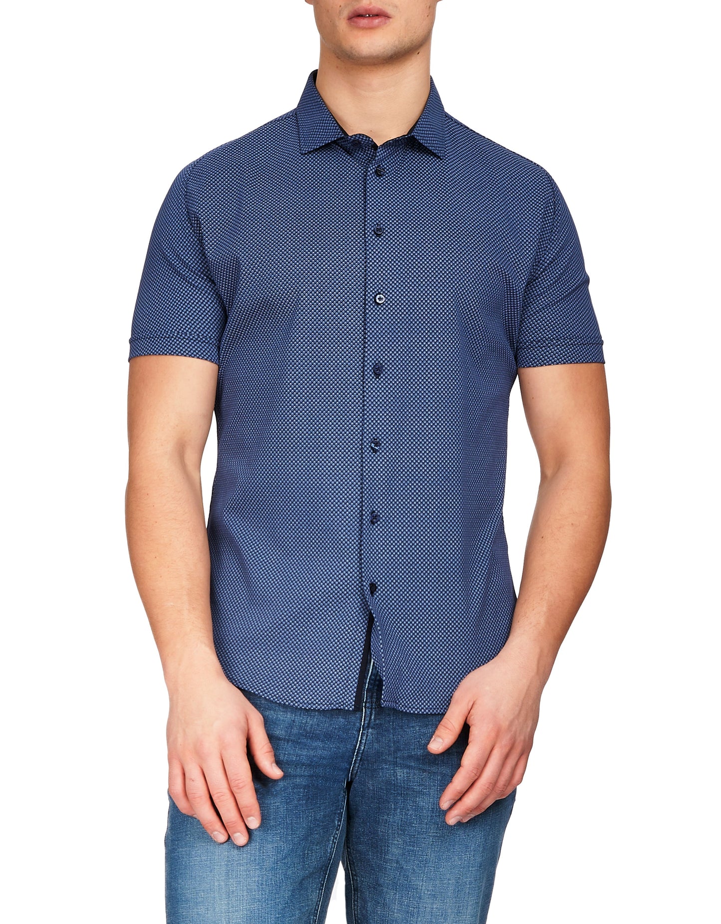 Modern English Short Sleeve Navy Shirt